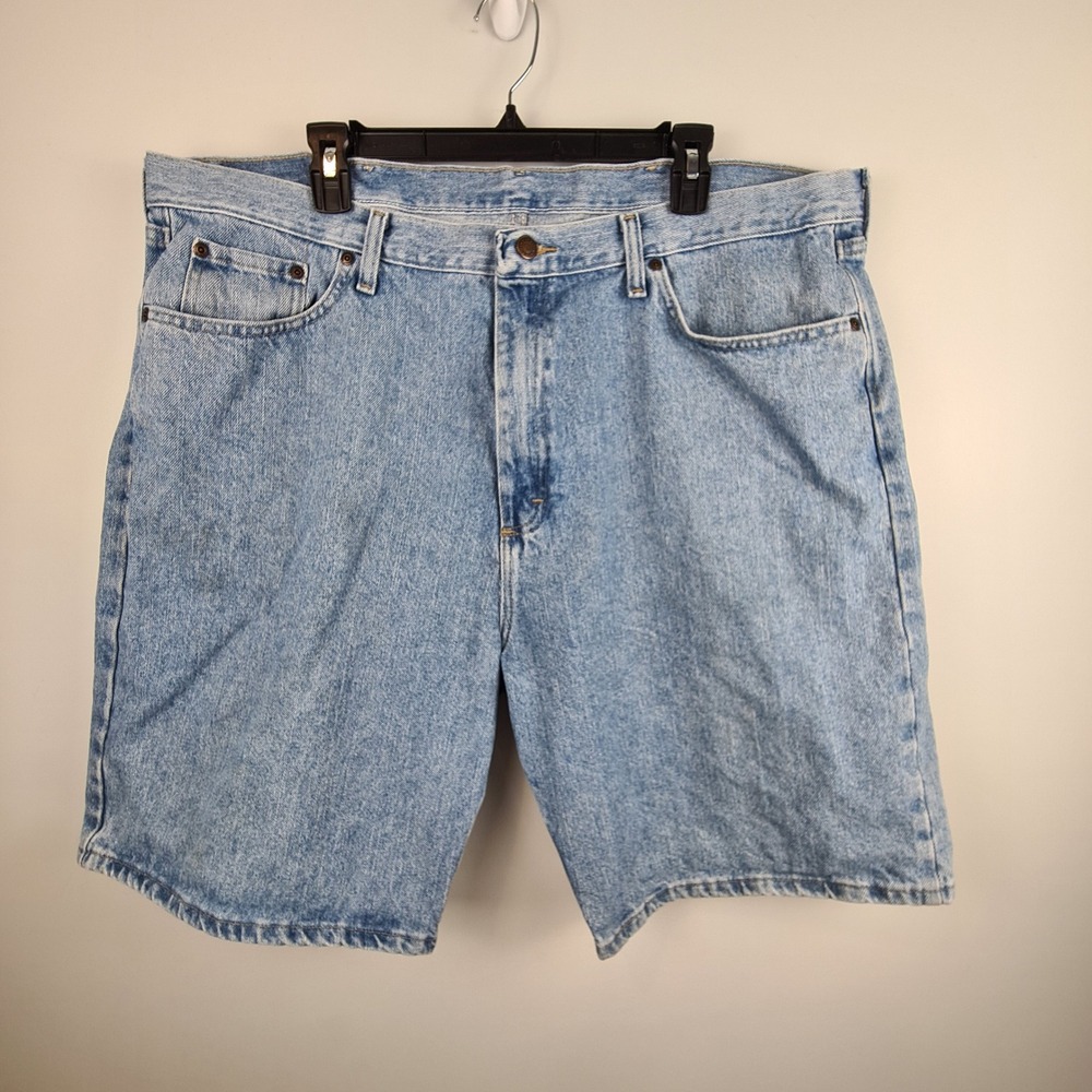 Wrangler Relaxed Fit Light Wash Denim Jean Shorts Mens 42 Blue Dad Core Y2K